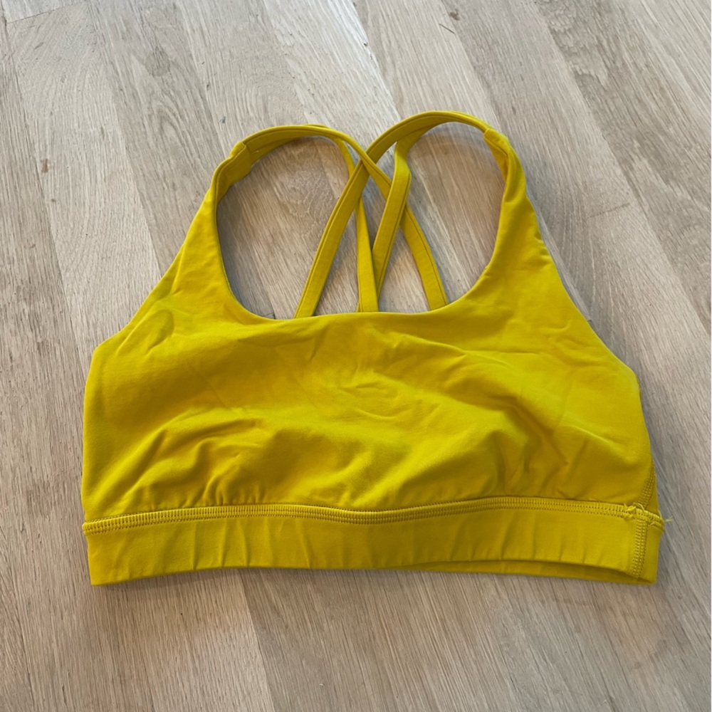 Lululemon Energy mustard, sports bra, size 4.